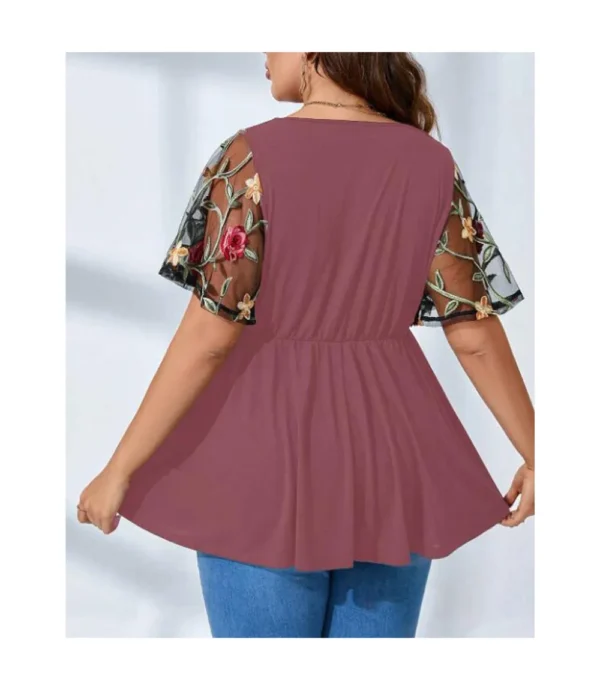 V Neck Blouse Plus Size Maroon