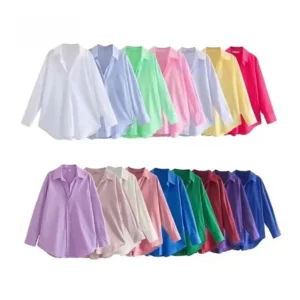 Plus Size Button Up Blouse For Ladies in different colors