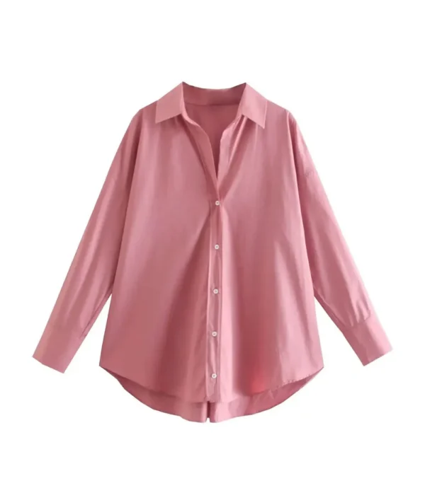 Plus Size Button Up Blouse For Ladies Plus Pink