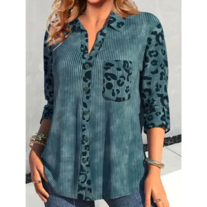 Plus Size Leopard Print Blouse