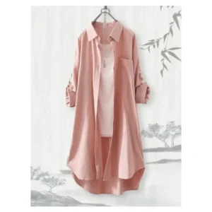 Plus Size Loose Blouse Breathable Pink