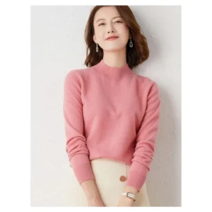 Plus Size Women High Collar Sweater