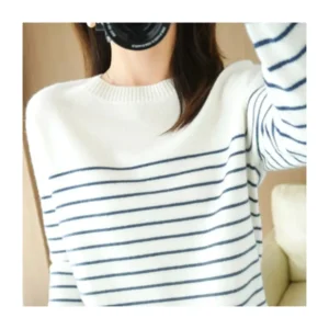 Knitted Striped Sweater For Women