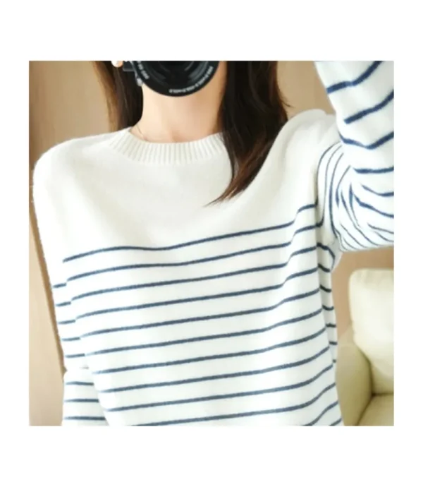 Knitted Striped Sweater For Women